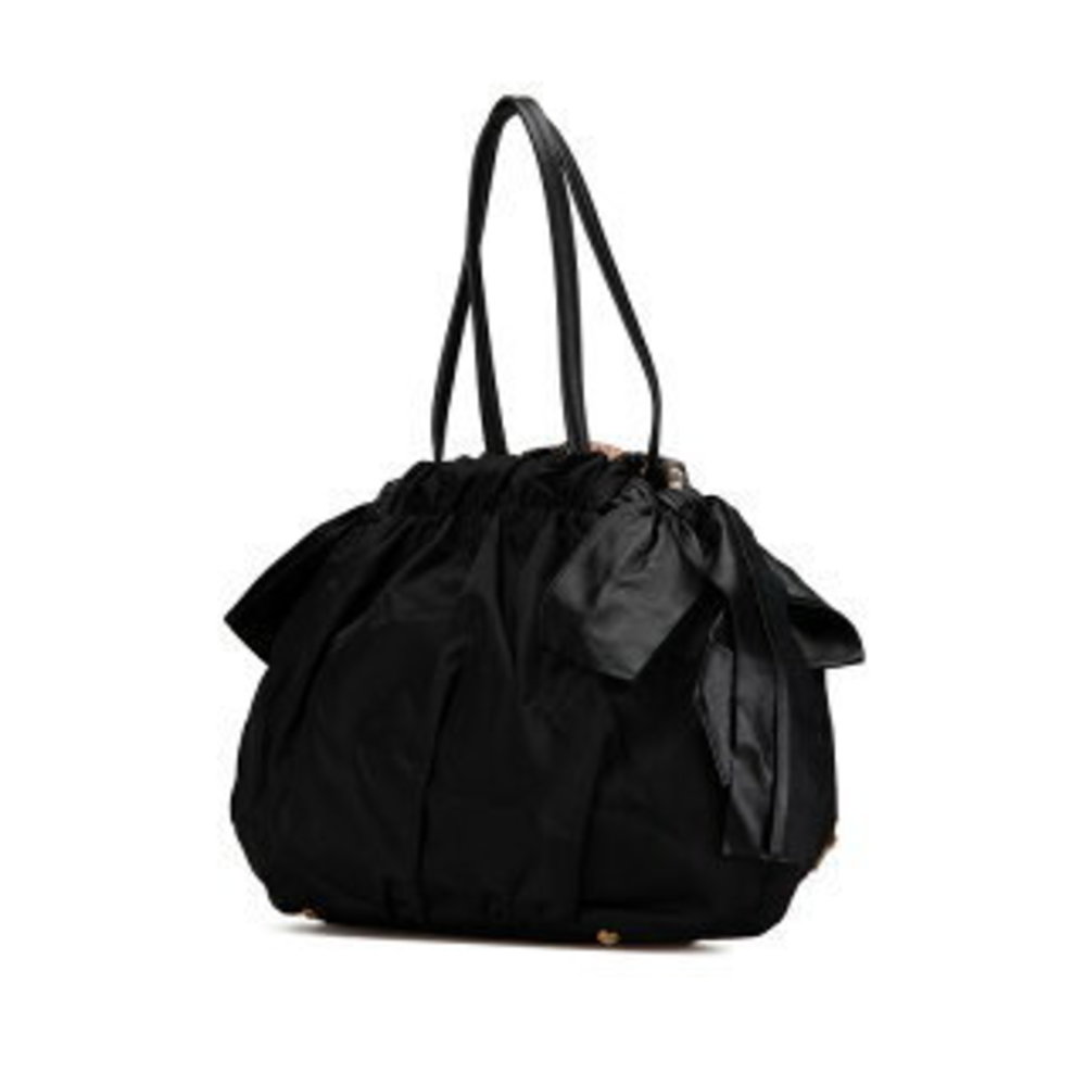 Prada Ribbon Python Motif Handbag Black Beige Nyl… - image 3